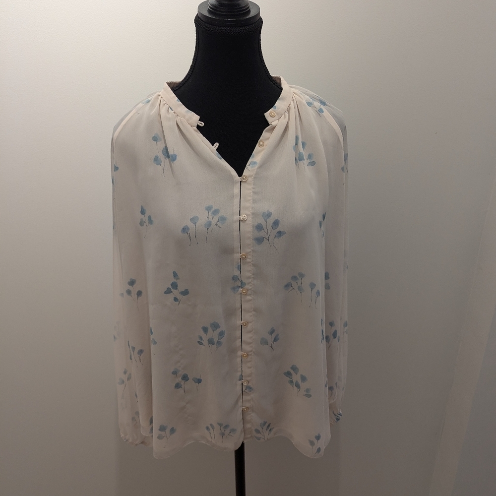 Wilfred Cream Blouse with Blue Floral Design